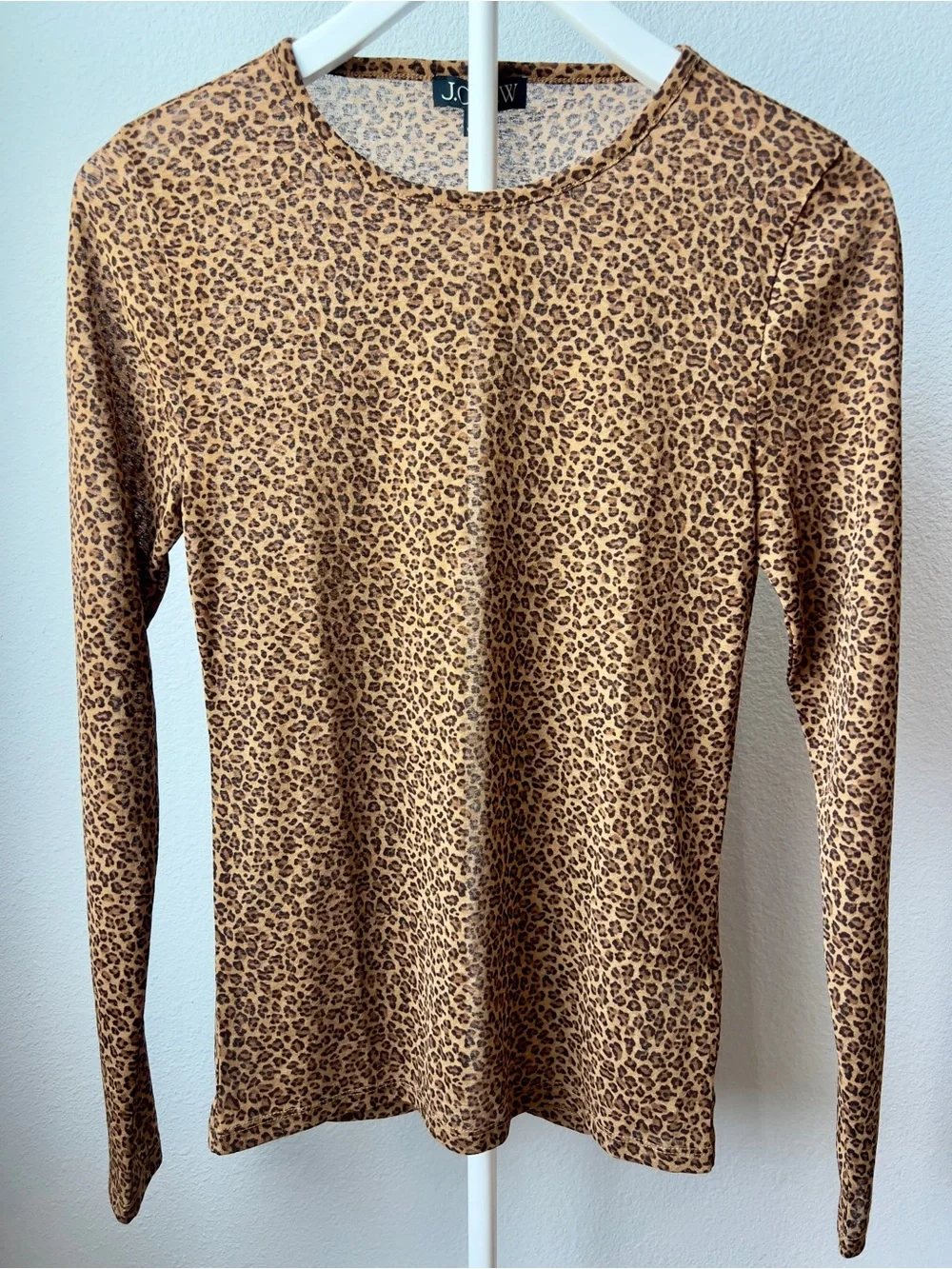 J. Crew Leopard Print Long Sleeve Tee in Tan and Brown